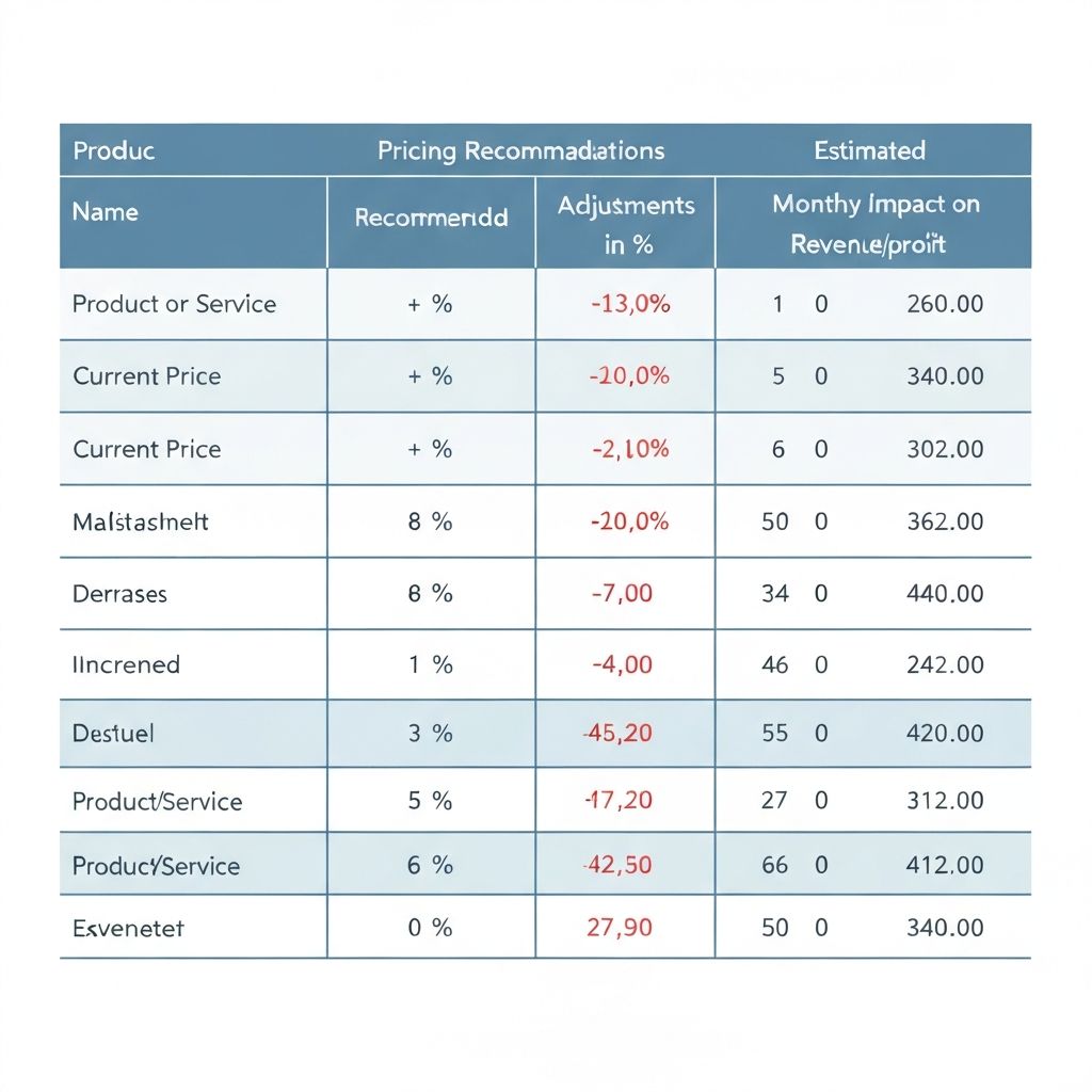 Pricing Recommendations example